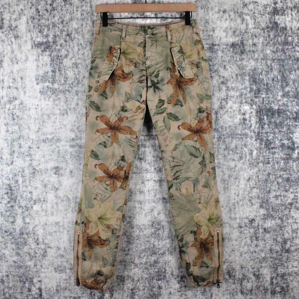 Masons Floral Botanical Pants Womens Size 38 Zippered Ankle Cuffs
